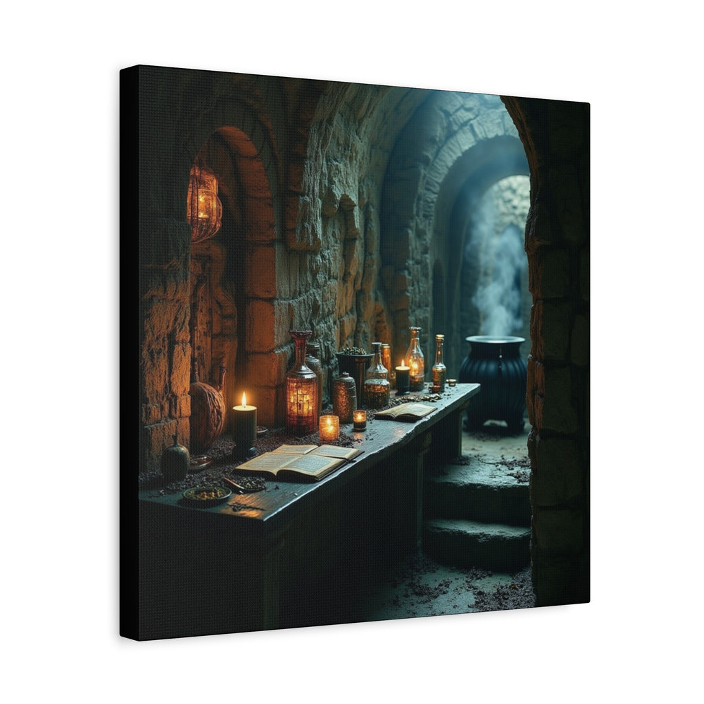 The Alchemist's Lab Canvas Art, Fantasy Wall Decor, Witchcraft Room Decoration, Gothic Home Accent, Enchanted Art for Halloween