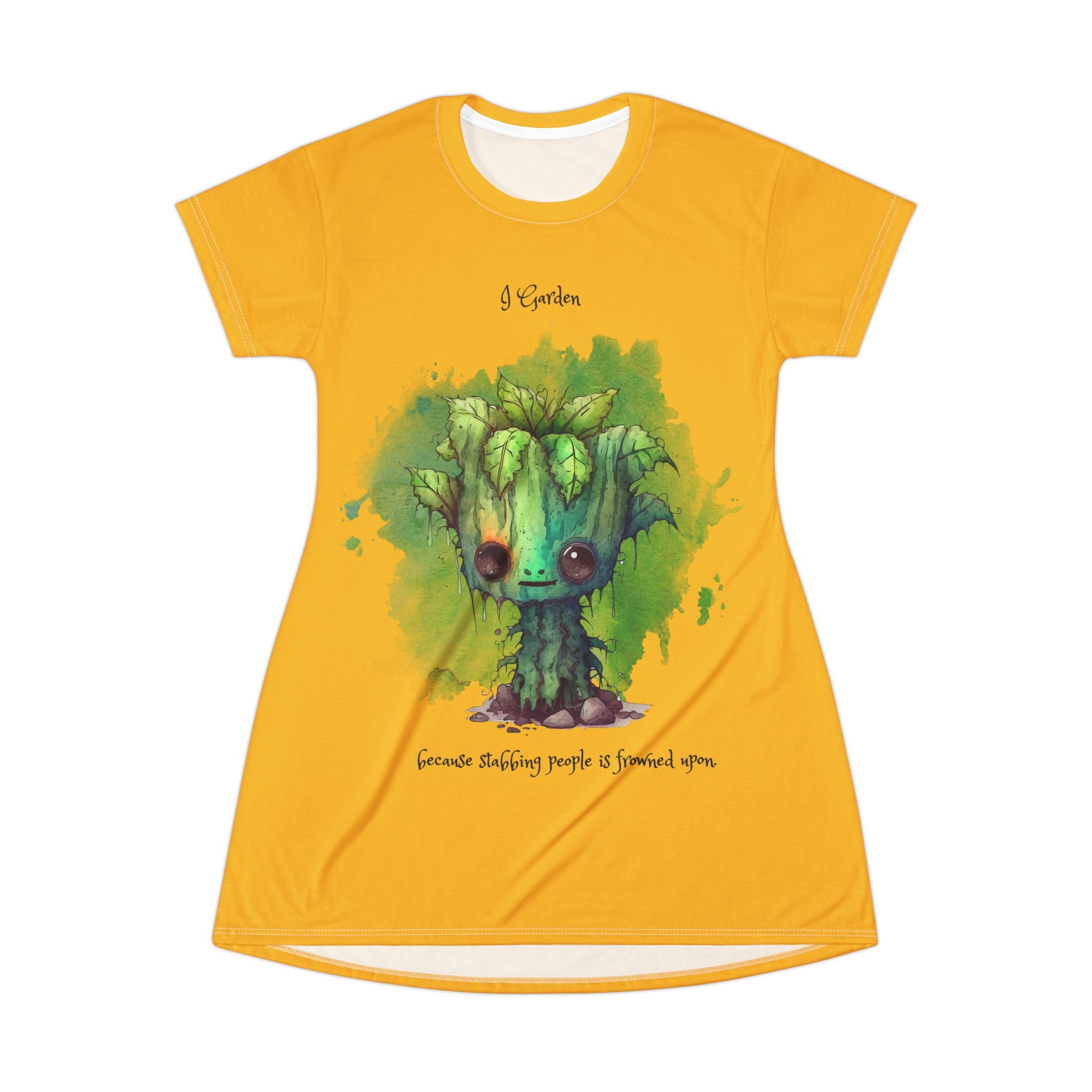 Creepy Garden T-Shirt Dress - Cute Plant Art, Summer Fun, Trendy Casual Wear, Gift for Nature Lovers, Perfect for Festivals