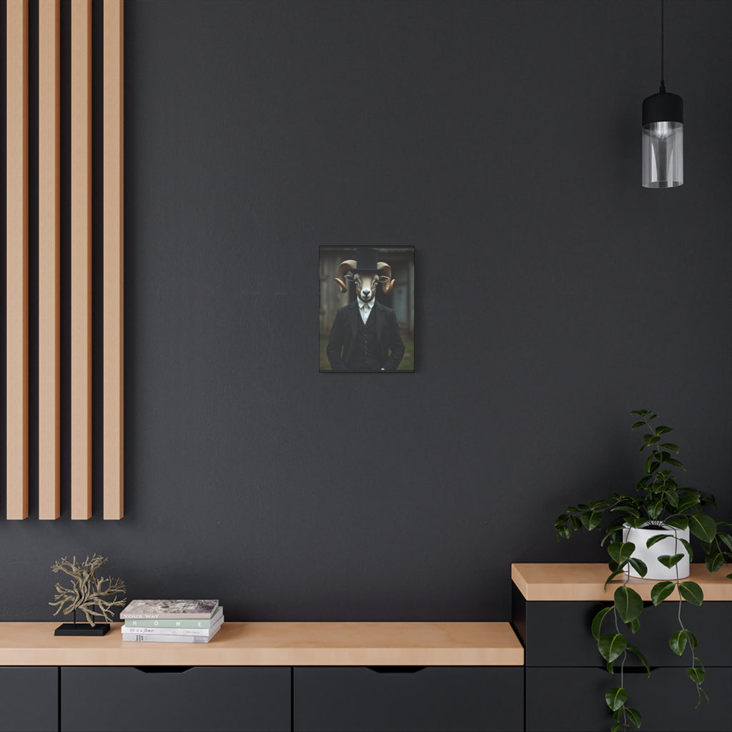 Folk Horror Ram Stylish Canvas Wall Art, Modern Home Decor, Unique Gift for Animal Lovers, Quirky Art Piece, Ideal for Lazy Days