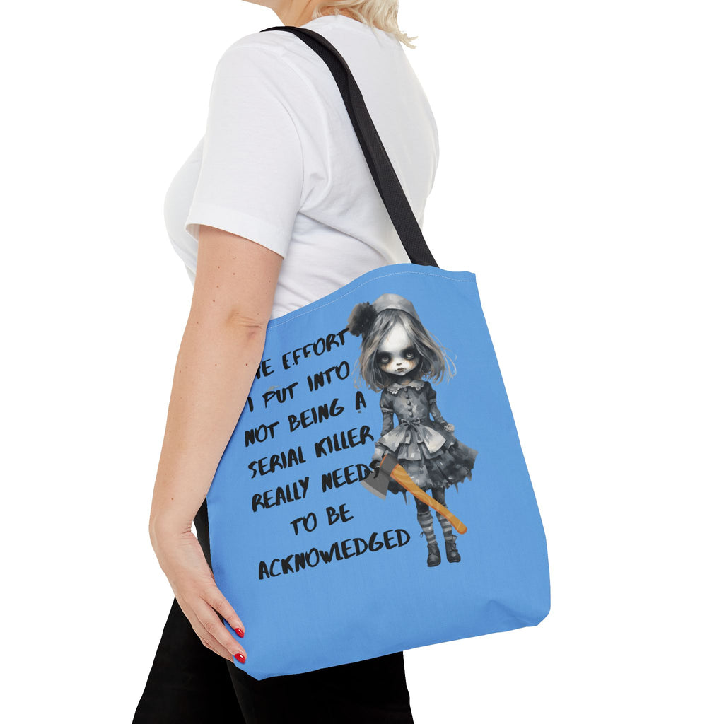 Creepy Doll Tote Bag, Playful Tote for Animal Lovers, Unique Gift, Eco-Friendly Shopping Bag, Fun Everyday Use, Cute Design