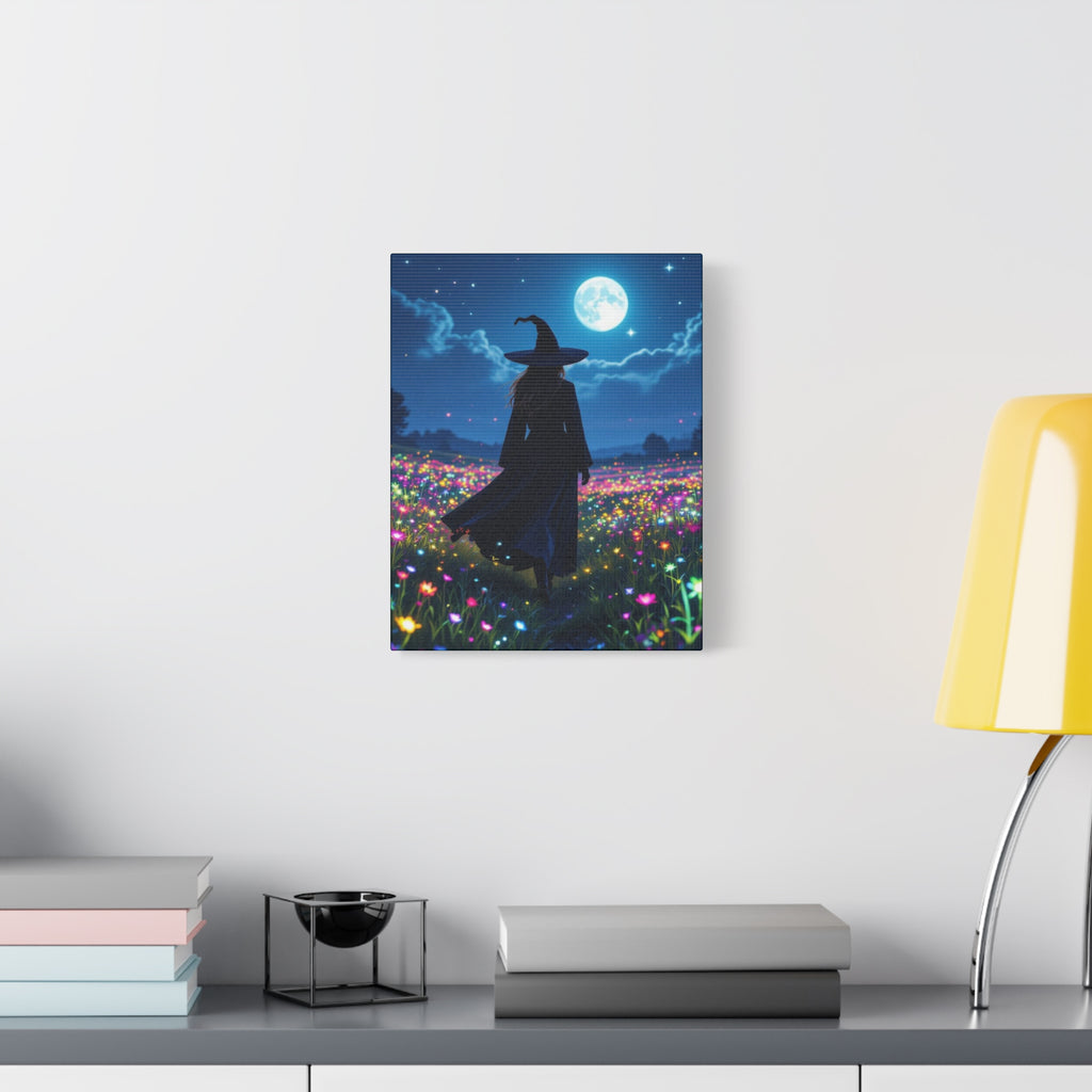 The Night Vale Canvas Print, Enchanted Wall Art, Moonlit Landscape, Halloween Decor, Gift for Witch Lovers