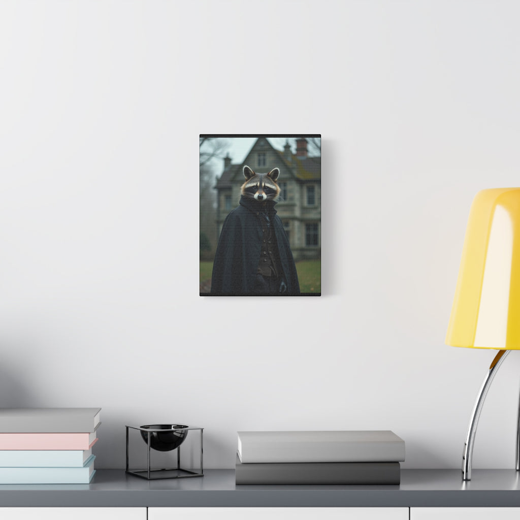 Folk Horror Raccoon Art Canvas, Raccoon Decor, Unique Wall Art, Home Aesthetic, Quirky Animal Portrait, Gift for Animal Lovers