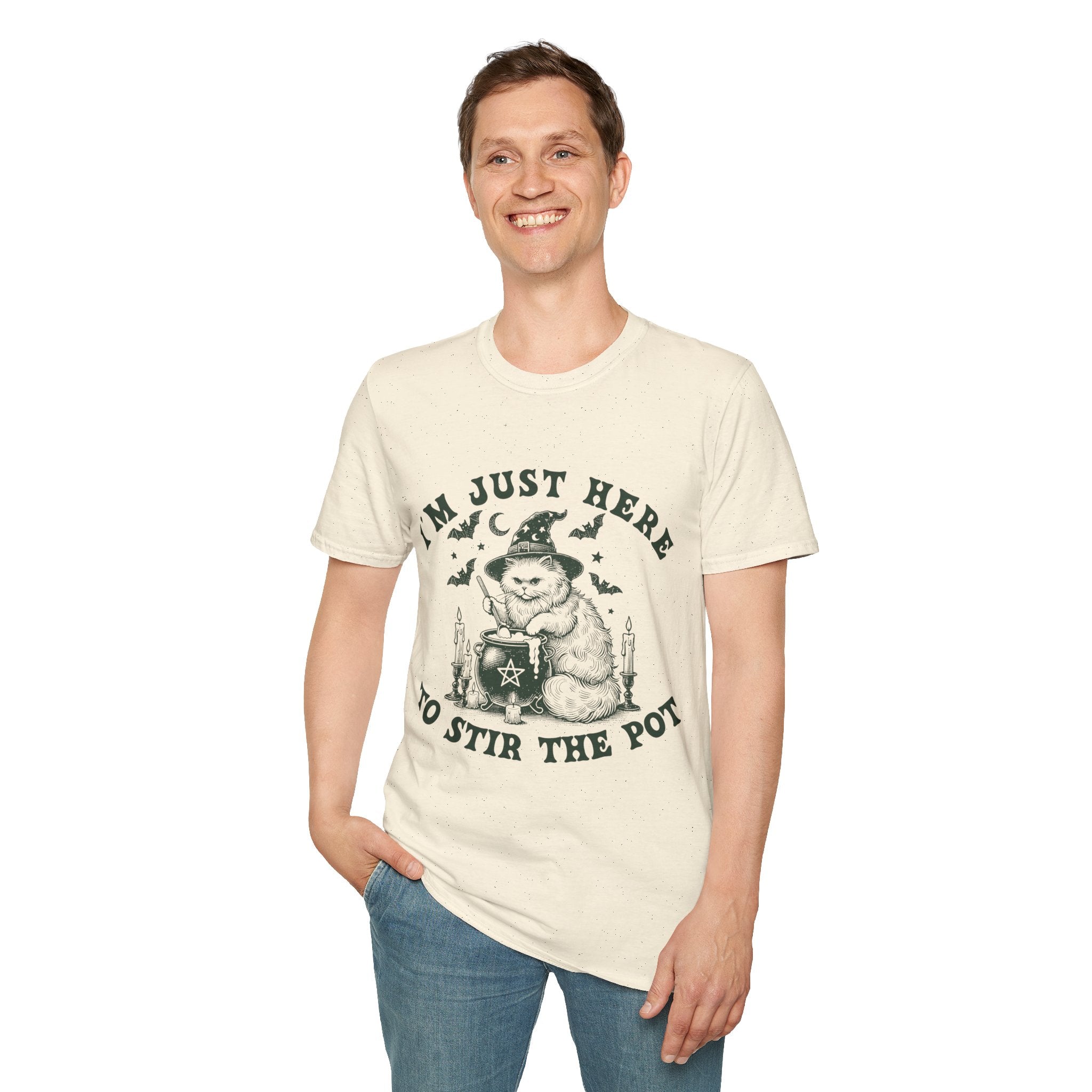 Whimsical Cat T-Shirt for Cat Lovers, Funny Graphic Tee, Gift for Pet Owners, Cozy Casual Wear, Halloween Humor Shirt