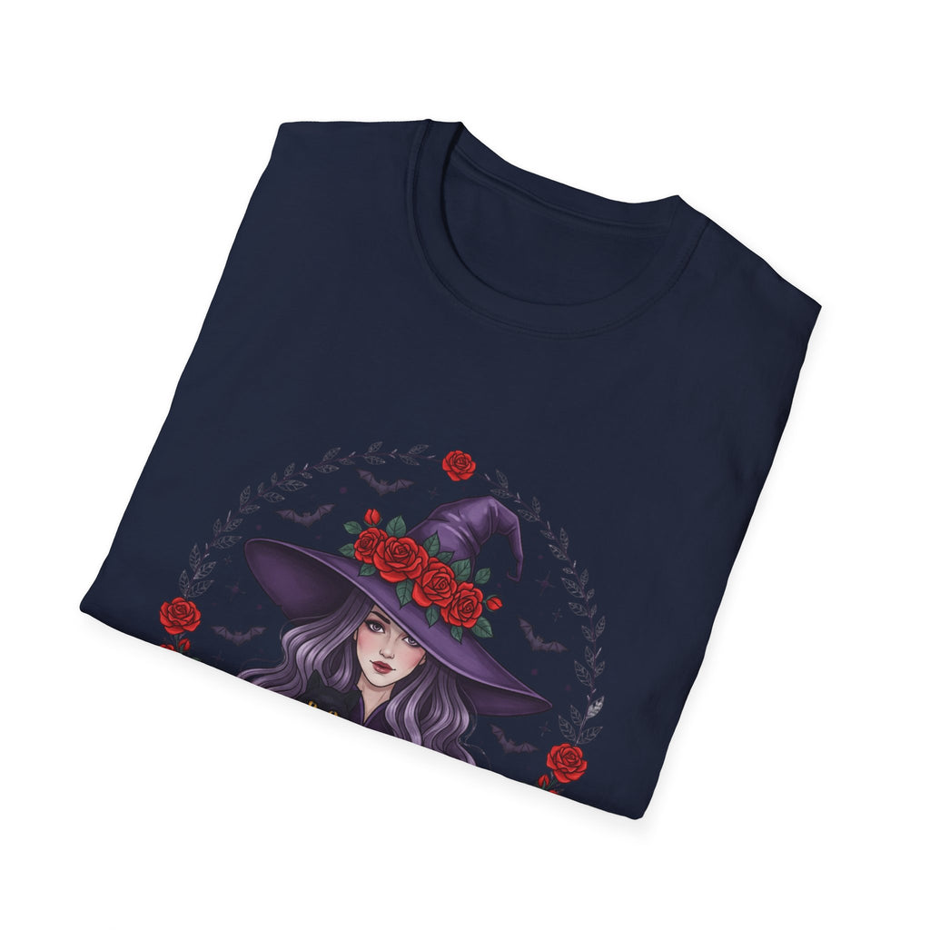 Witchy Floral T-Shirt for Every Occasion, Unisex Softstyle Tee, Halloween Gift, Cute Witch Shirt, Fashionable Tee, Everyday Style