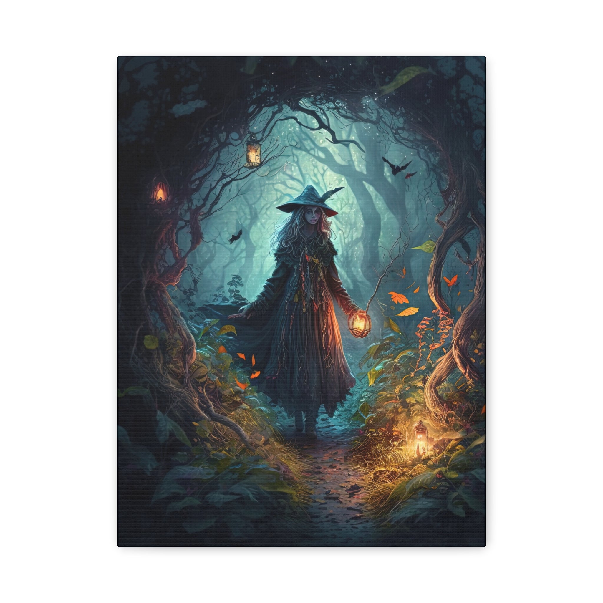 The Cave Canvas Print, Witch Artwork, Halloween Decor, Witchy Wall Art, Bohemian Home Decor, Gift for Witch Lovers
