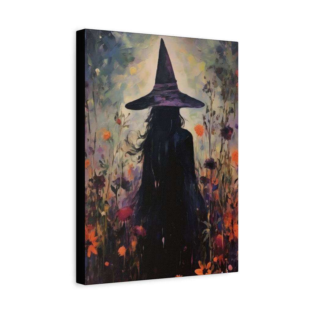 Fall Canvas Wall Art Print - Witch Silhouette in Floral Field, Mystical Home Decor, Boho Aesthetic Art, Perfect Gift for Halloween, Witchy [...]