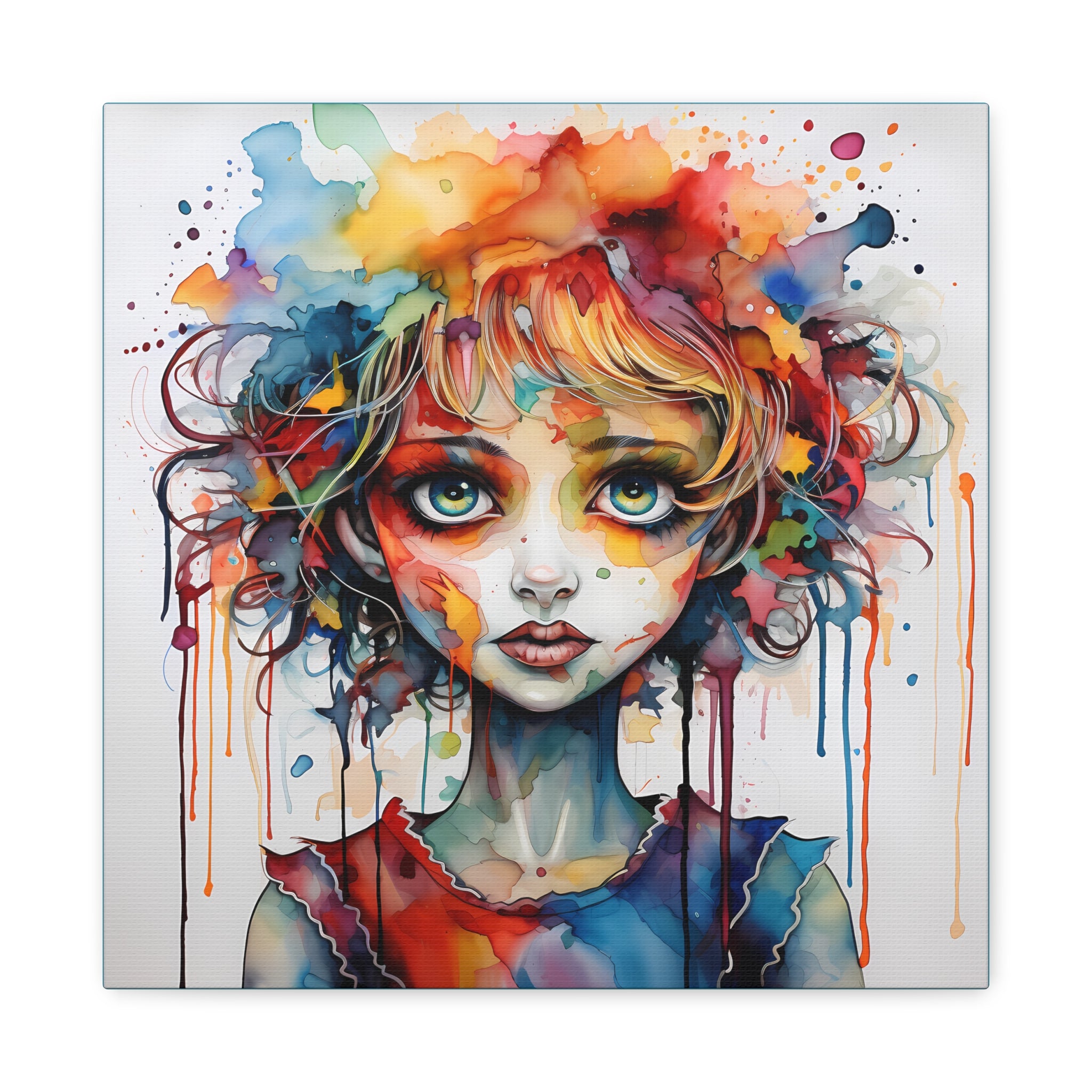 Creepy Doll Art Canvas Print, Vibrant Wall Decor, Unique Gift for Art Lovers, Whimsical Home Decoration, Perfect for Birthdays, Holidays