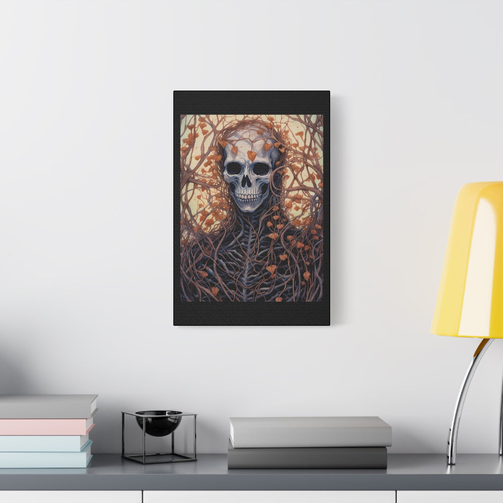 Vines Gothic Skeleton Wall Art Canvas, Spooky Home Decor, Fall Aesthetic, Halloween Art, Unique Gothic Gift