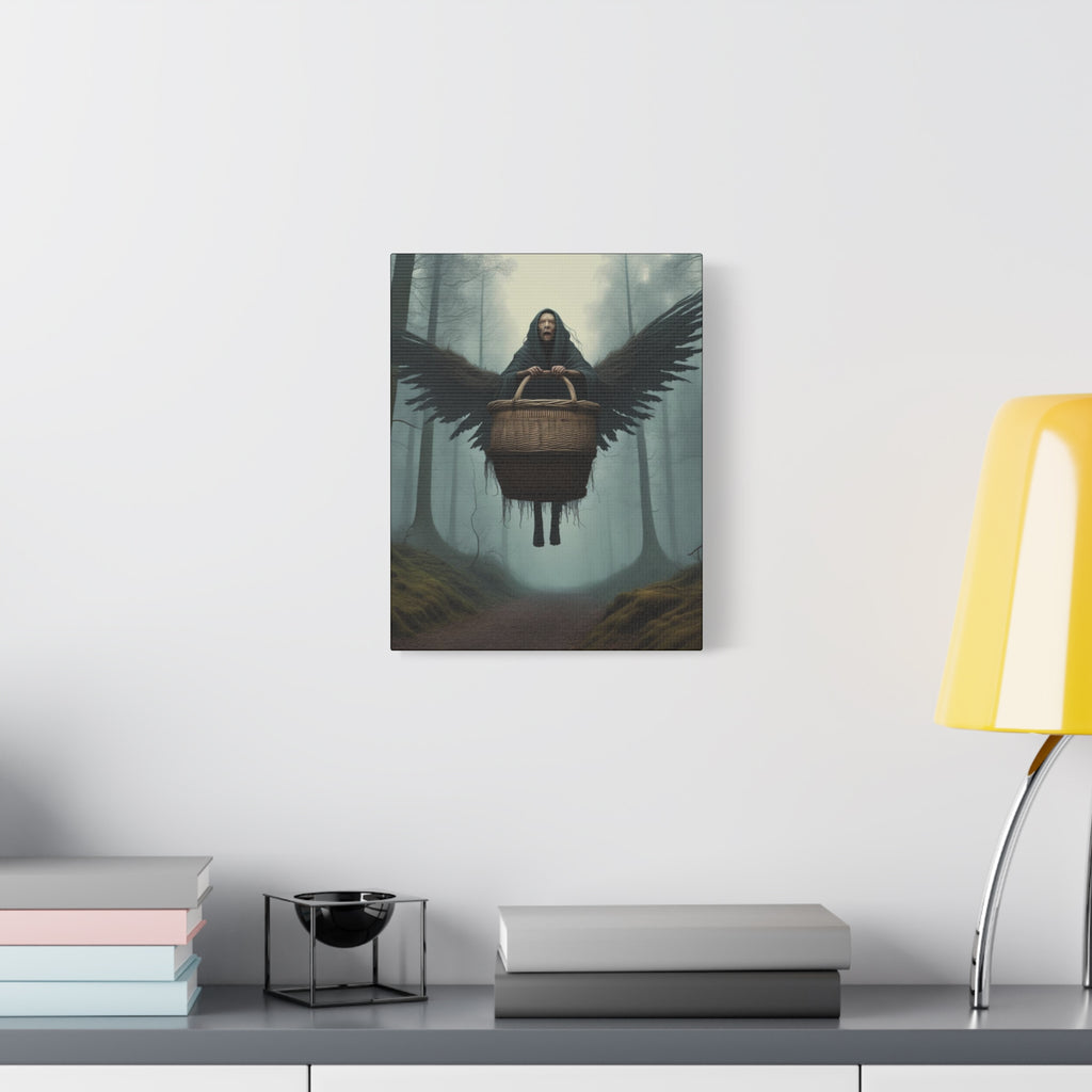 Baba Yaga Wall Art Canvas, Dark Angel Decor, Gothic Home Decor, Unique Gift for Art Lovers, Witchy Wall Art, Mysterious Art Print