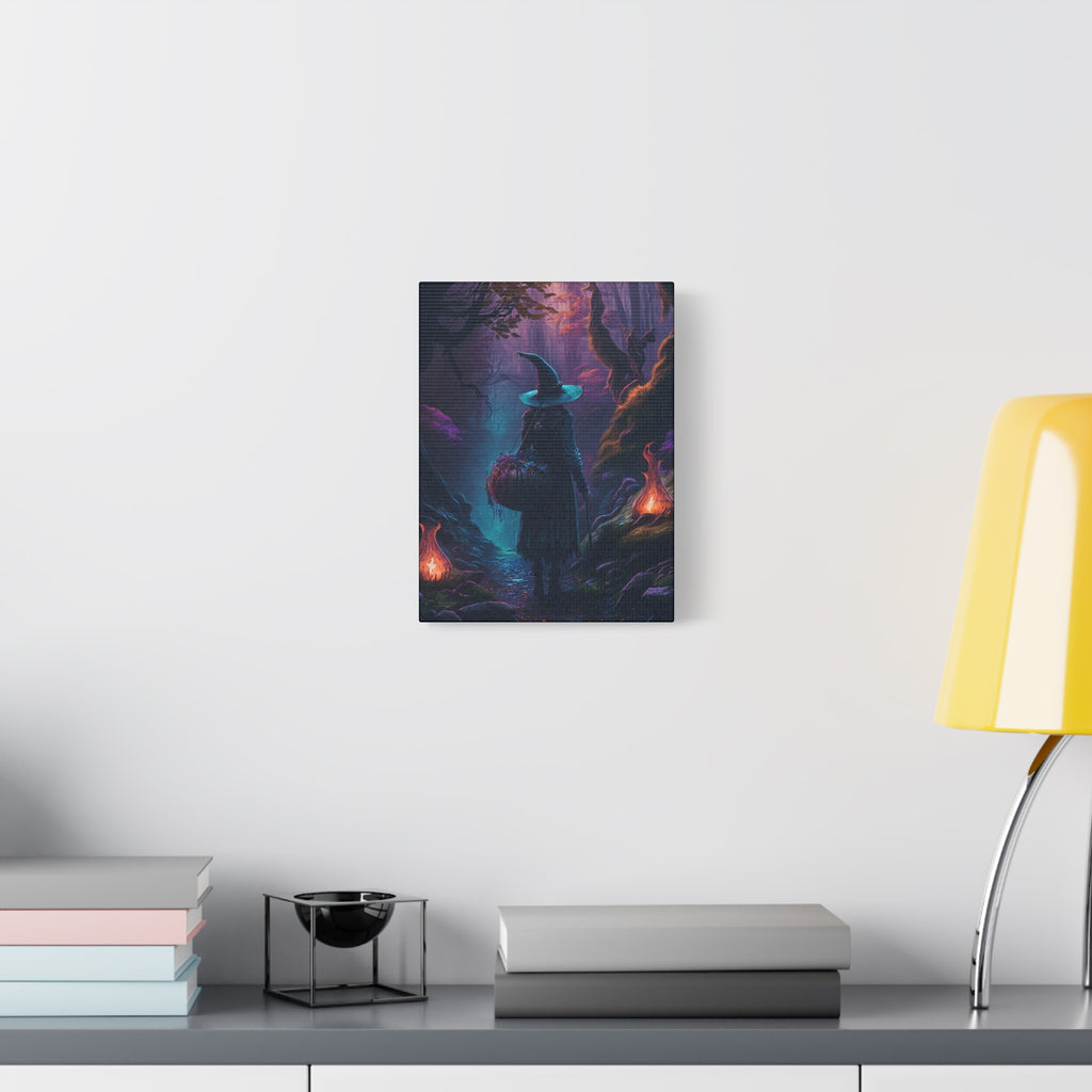 Night Herb Gathering Canvas Art, Witch Decor, Halloween Wall art, Fantasy Artwork, Boho Decor, Gift for Witch Lovers