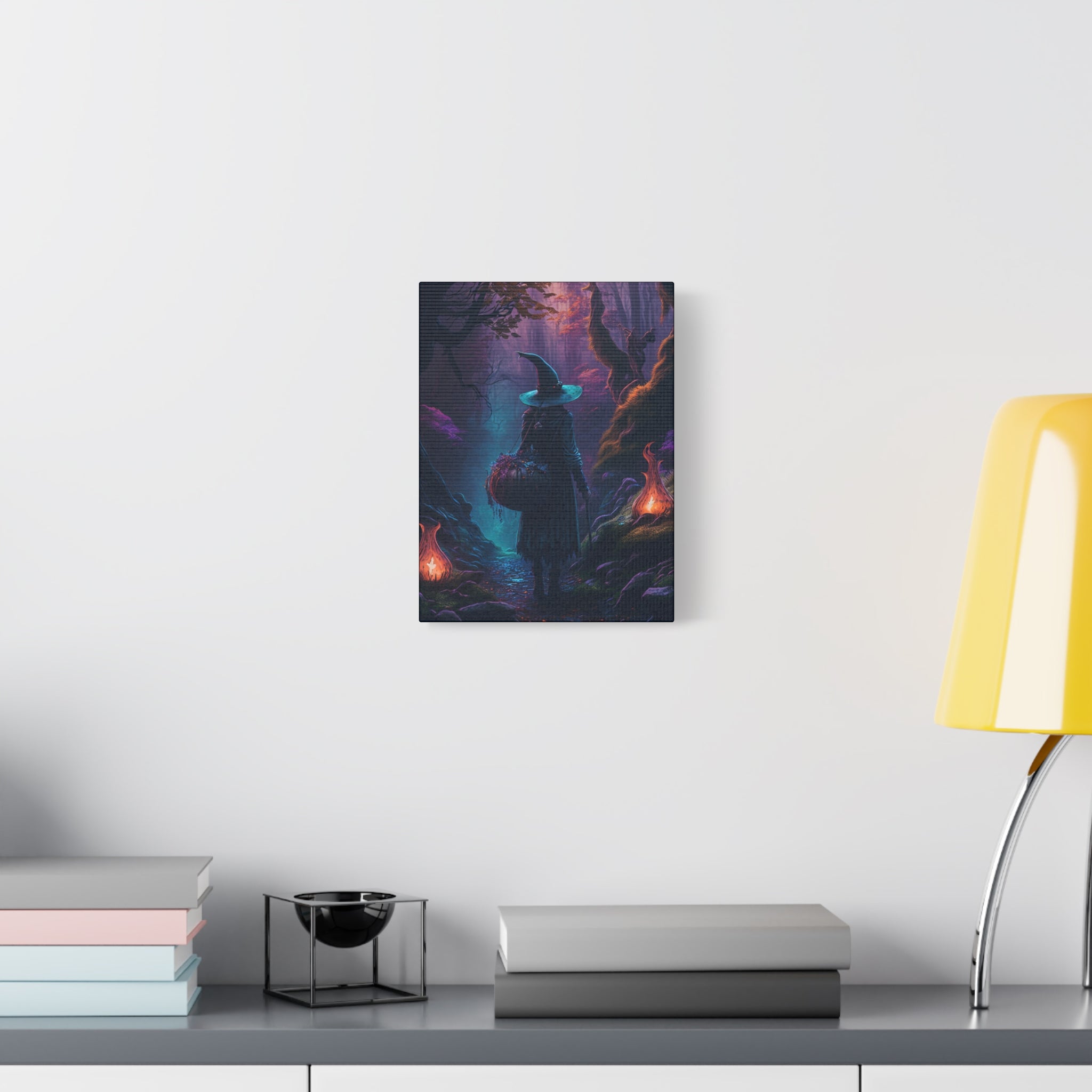 Night Herb Gathering Canvas Art, Witch Decor, Halloween Wall art, Fantasy Artwork, Boho Decor, Gift for Witch Lovers